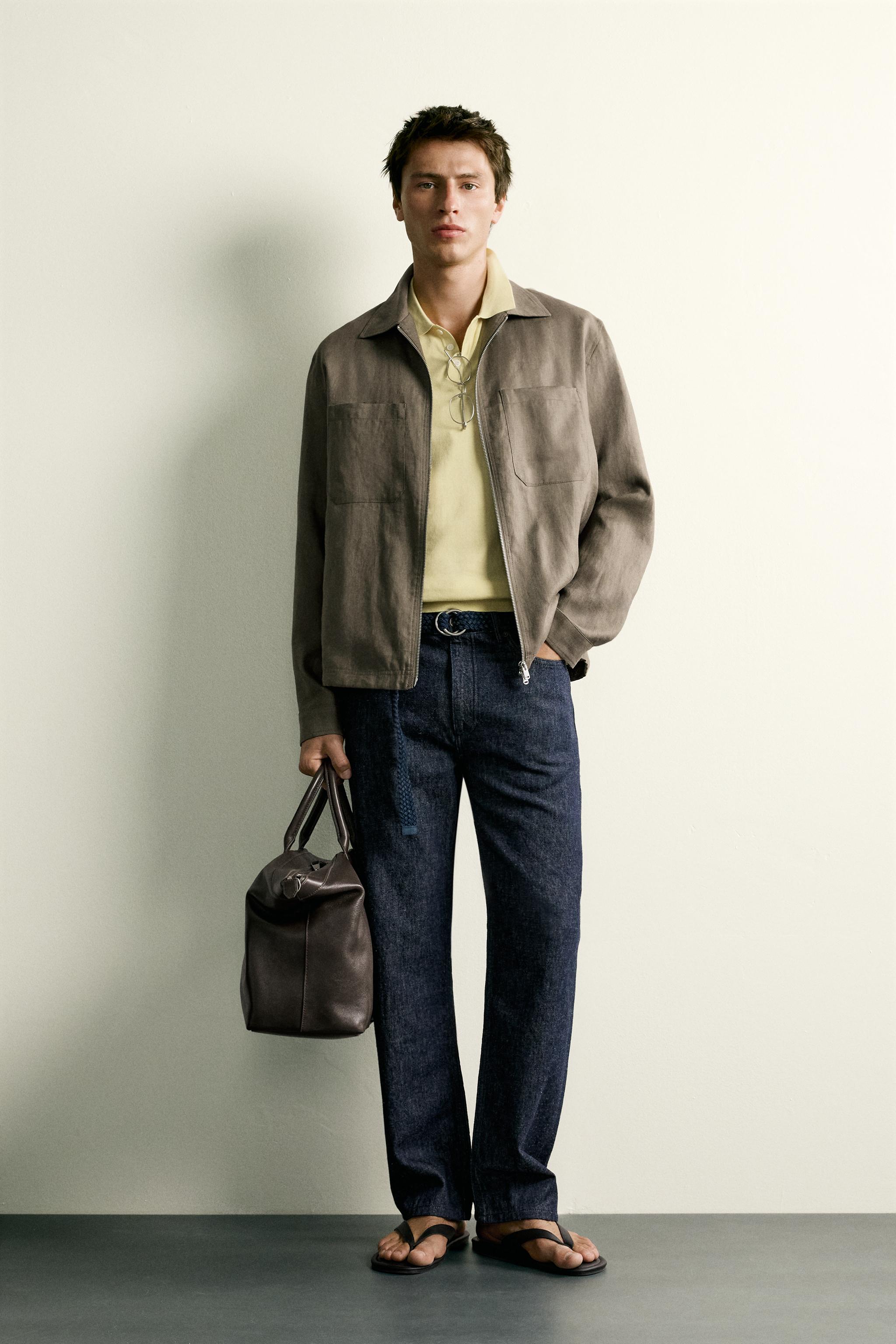 100% LINEN ZIP OVERSHIRT